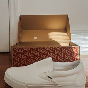 Vans White Slip-On Sneakers Canvas Minimalist Design